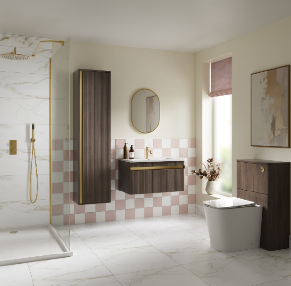 Pavo Walnutvictoria Pink And White Sqvelino Ovalgold Glass Wetrooms