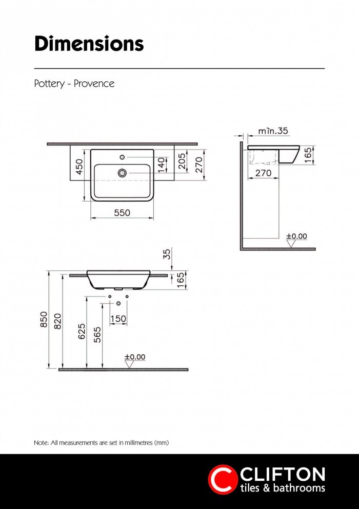 1058390 Clifton Data Sheet Provence 7069 Popro451n Provence Semi Recessed