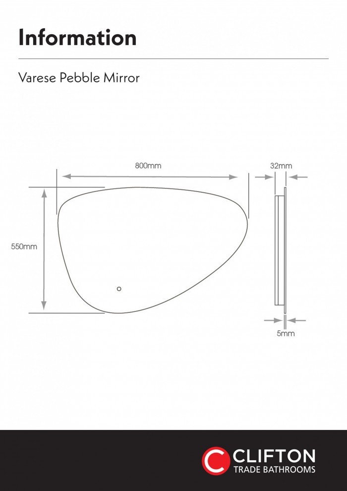 Varese Pebble Mirror Line Drawing