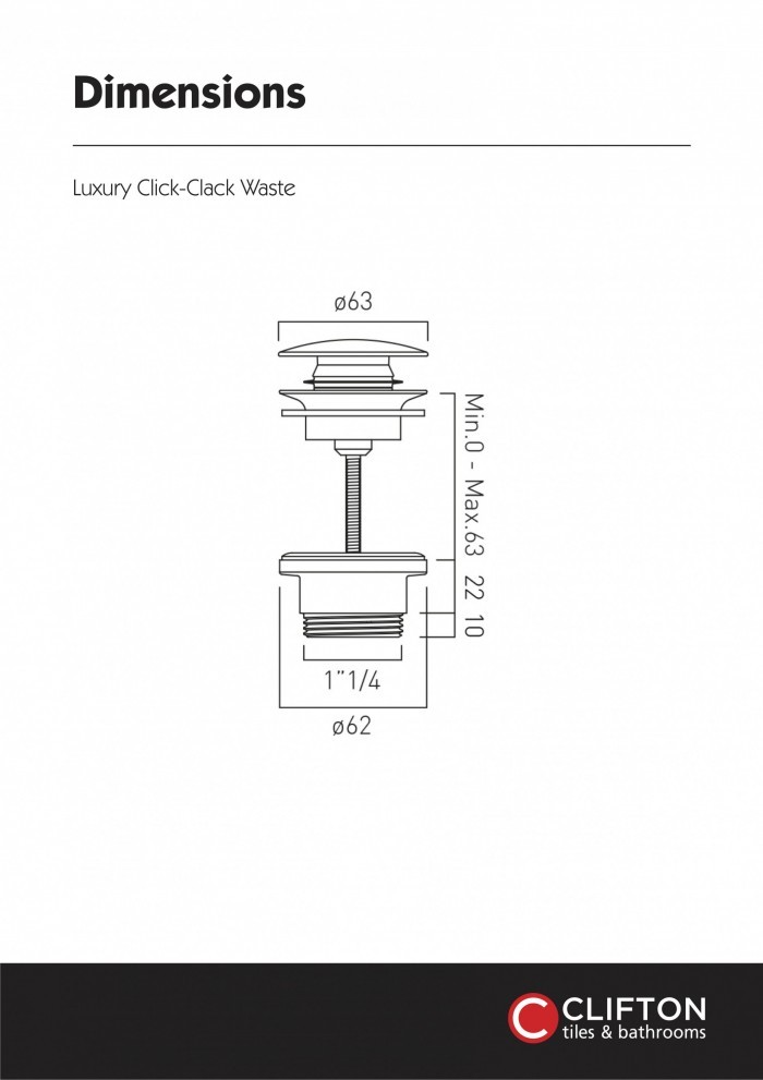Bronze Basin Click Clack Waste