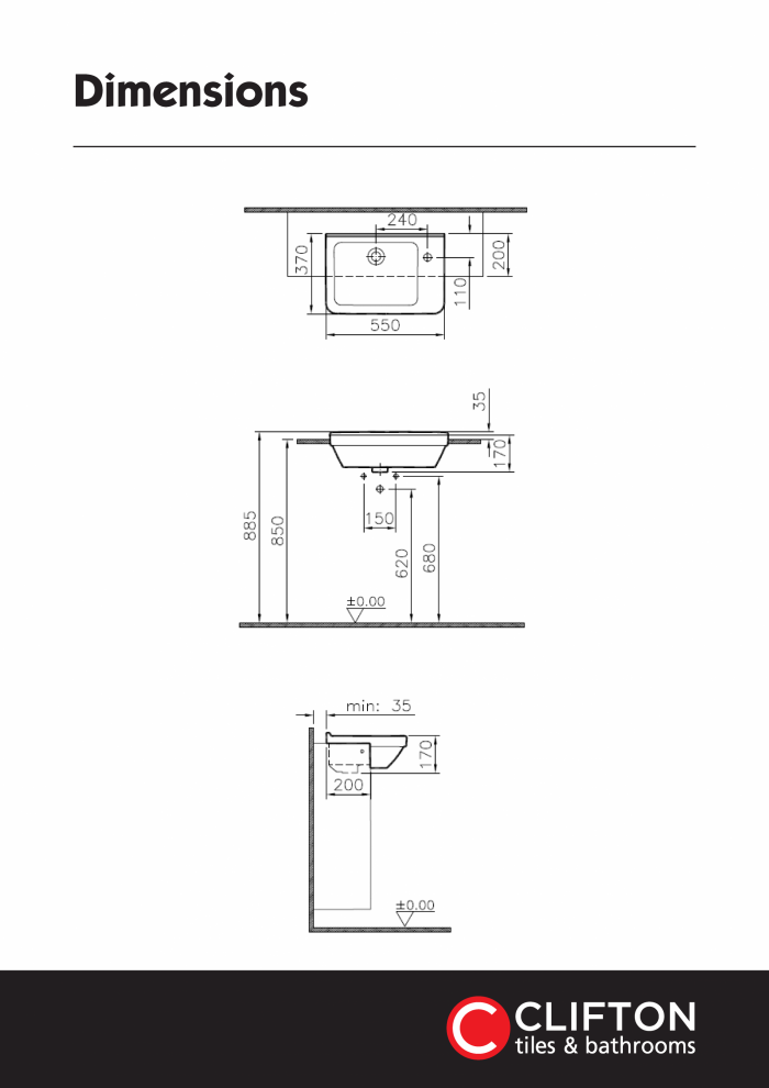 Clifton Furniture Basins Dimensions Poss151sld
