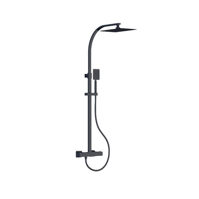 Platinum Clifton Square Shower Kit Black