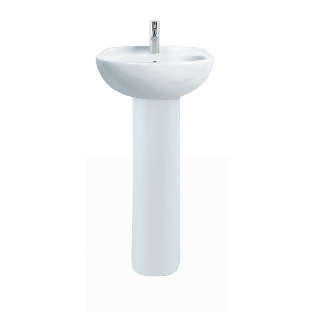 Rimini 45cm Cloakroom Basin 1 Tap Hole And Pedestal